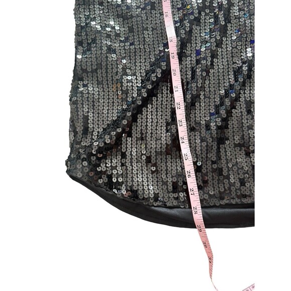 Pretty Little Thing Black Sequin Blazer Button Down Top Size 8 Disco Party Girly - Picture 9 of 9